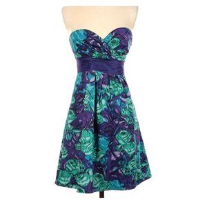 Moulinette Soeurs Anthropologie Strapless Floral Cocktail Dress Size 0